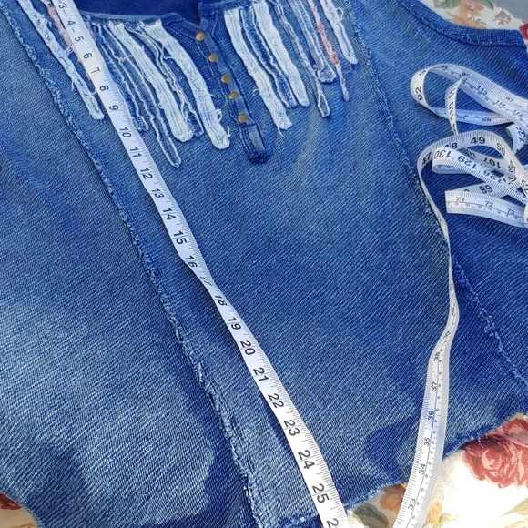 Free People Oversize Sleeveless Denim Color Knit Top by We The Free line XS - Picture 7 of 13